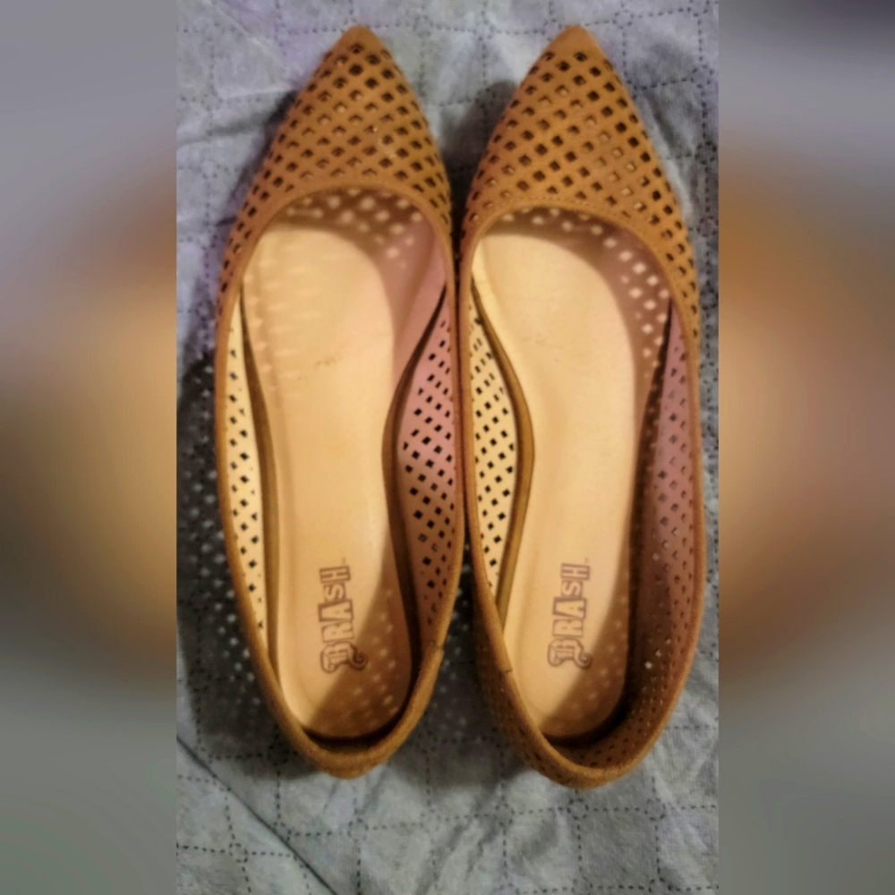 Brown suede flats size 10